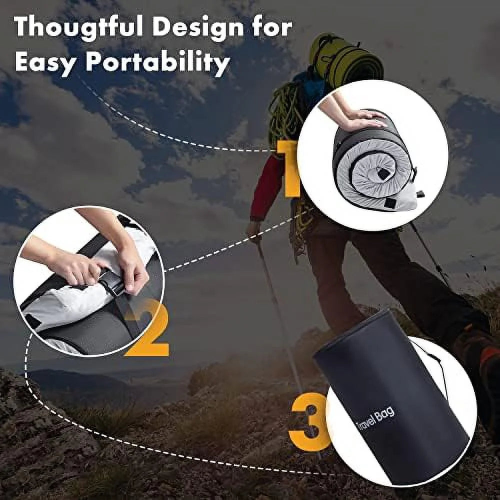 Memory Foam Camping Mattress with Removable Waterproof Cover Travel Bag A569