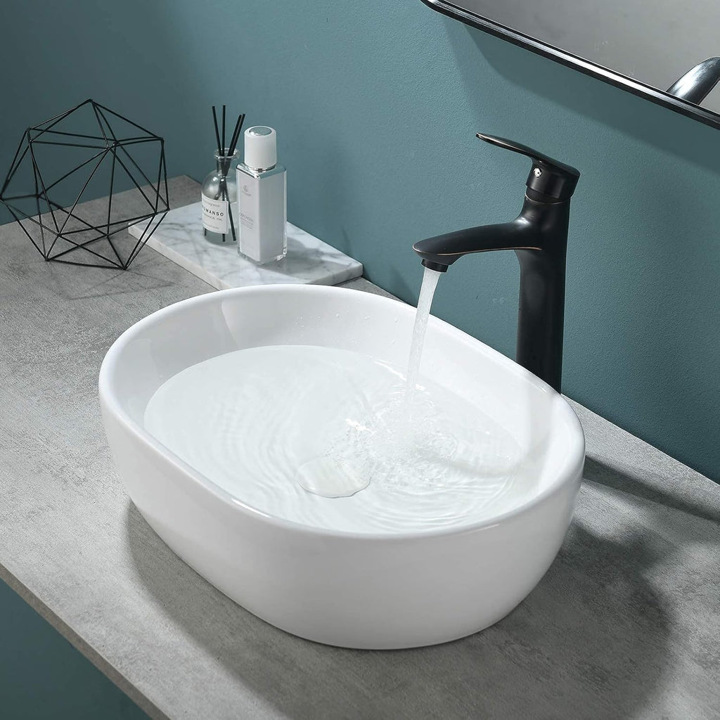 Modern Oval White Porcelain Ceramic Bathroom Vessel Sink N2220