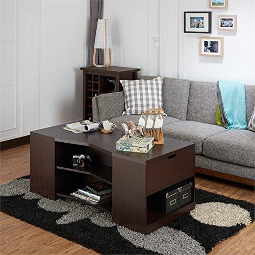 Modern Wood Multi Shelf Coffee Table in Walnut M6278