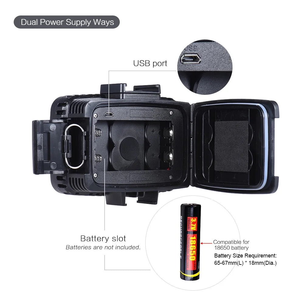 Ultra Bright 1800LM 3 Modes Waterproof Underwater 40m 5500K 60pcs Diving Fill-in Video Light with Hot Shoe Mount S8522