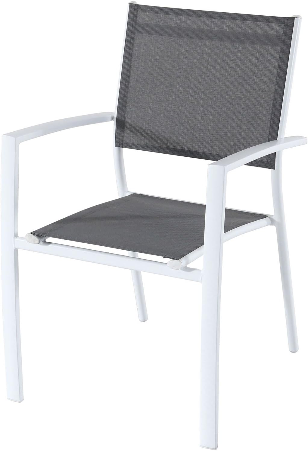 7-Piece Gray White Sling Chairs and Dining Table Outdoor Furniture R16051