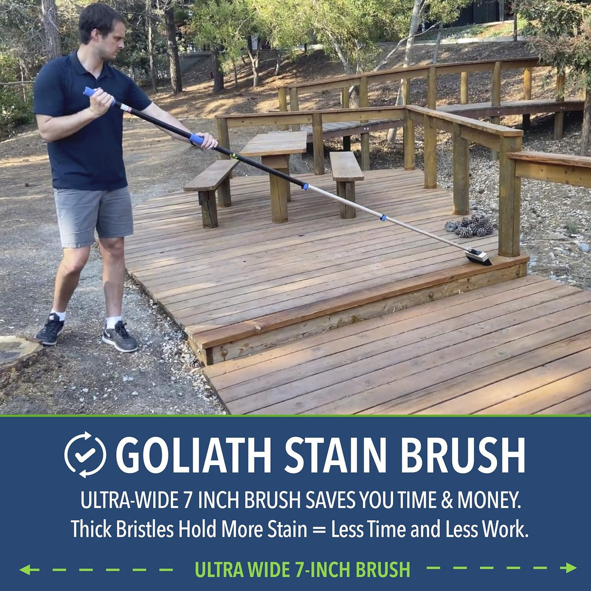 5-to-13 Foot Deck Stain Brush & Extension Pole Combo F458654