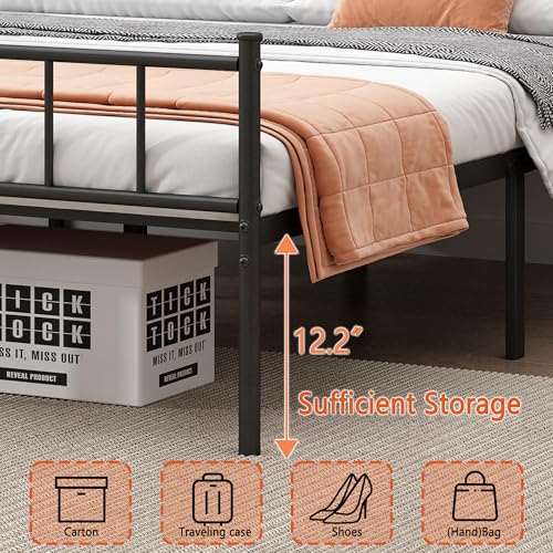 Full Metal Platform Bed Frame with Steel Slat Support R204