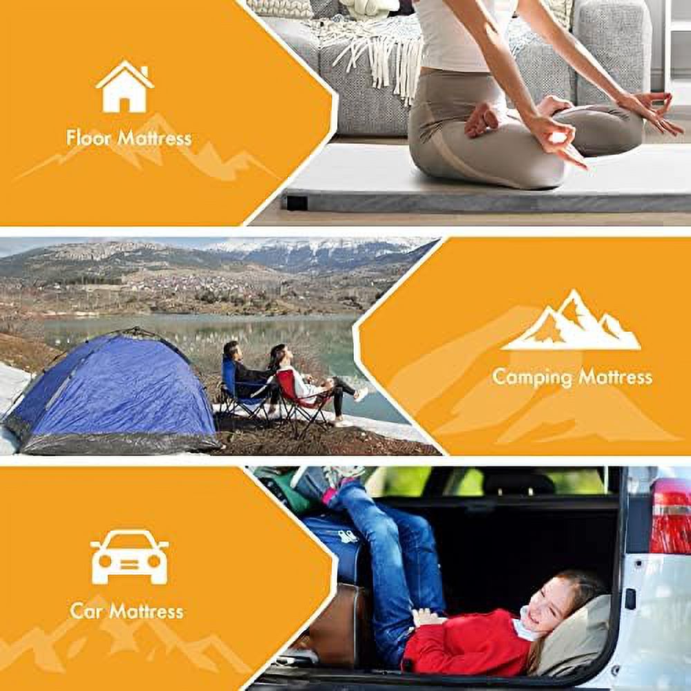 Memory Foam Camping Mattress with Removable Waterproof Cover Travel Bag A569
