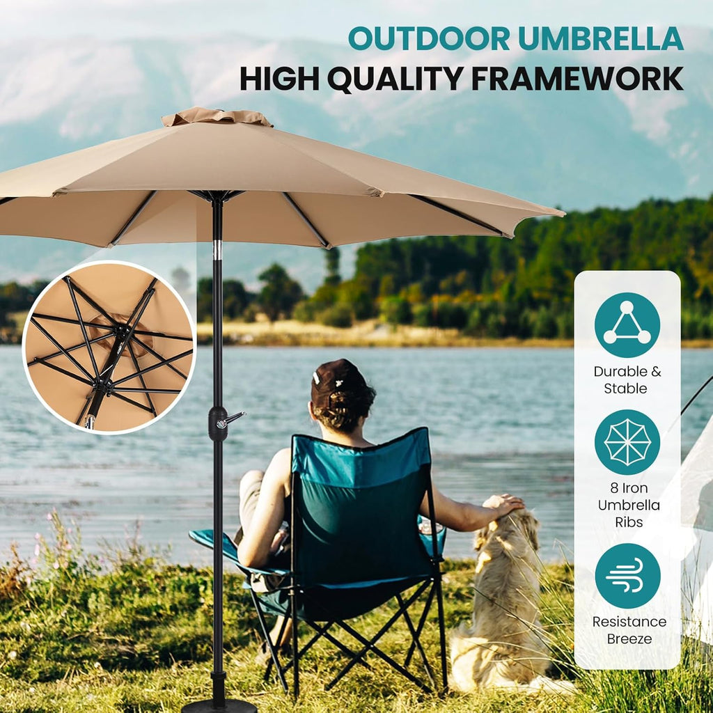 Tan 9' Outdoor Patio Umbrella with 8 Ribs W134944