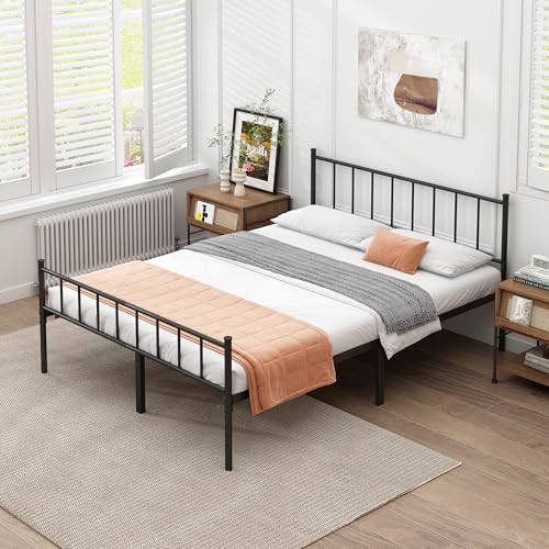 Full Metal Platform Bed Frame with Steel Slat Support R204