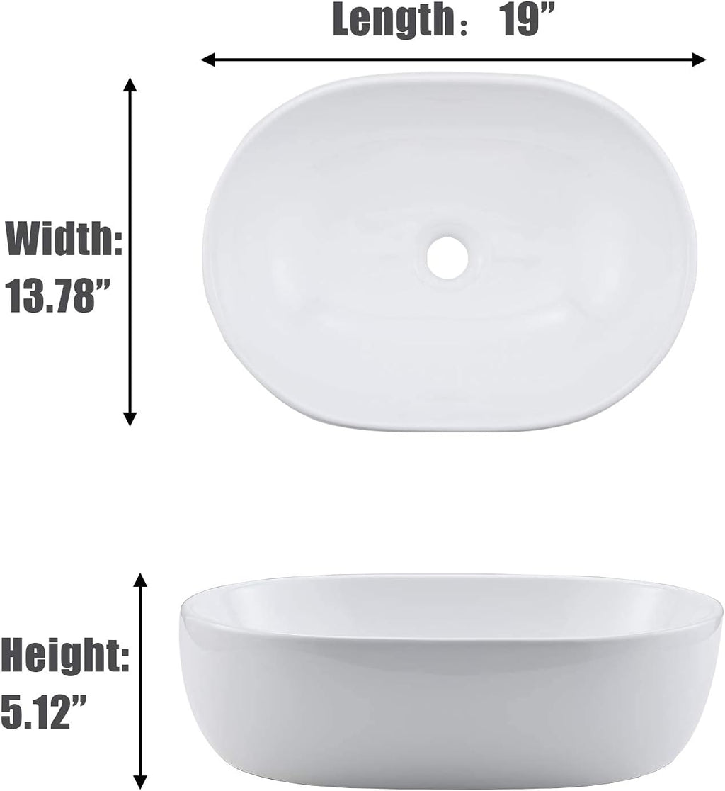 Modern Oval White Porcelain Ceramic Bathroom Vessel Sink N2220