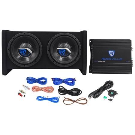 800 Watt Dual 8x22 Car Subwoofer Enclosure with Mono Amplifier and Amp Kit K168