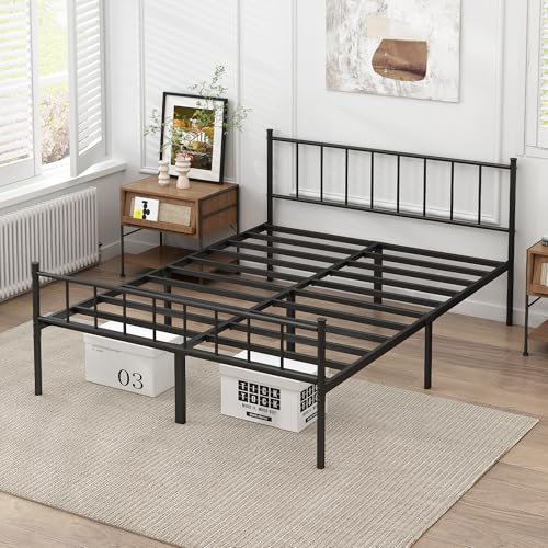 Full Metal Platform Bed Frame with Steel Slat Support R204