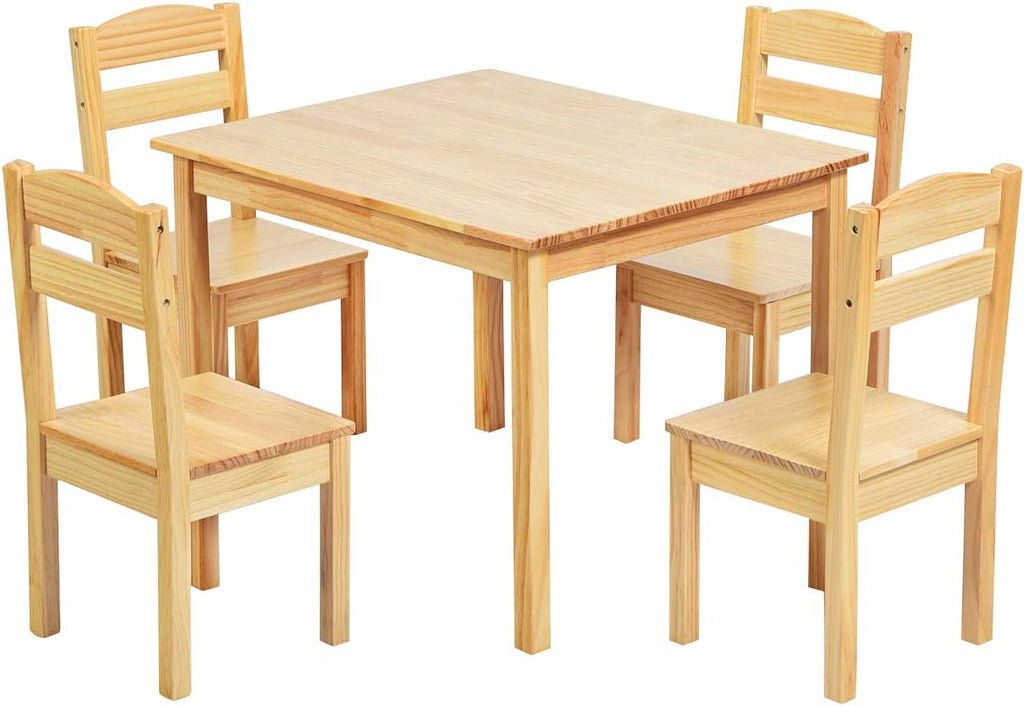 Kids Wooden Table and Chairs 5 Pieces Set Multicolor K831