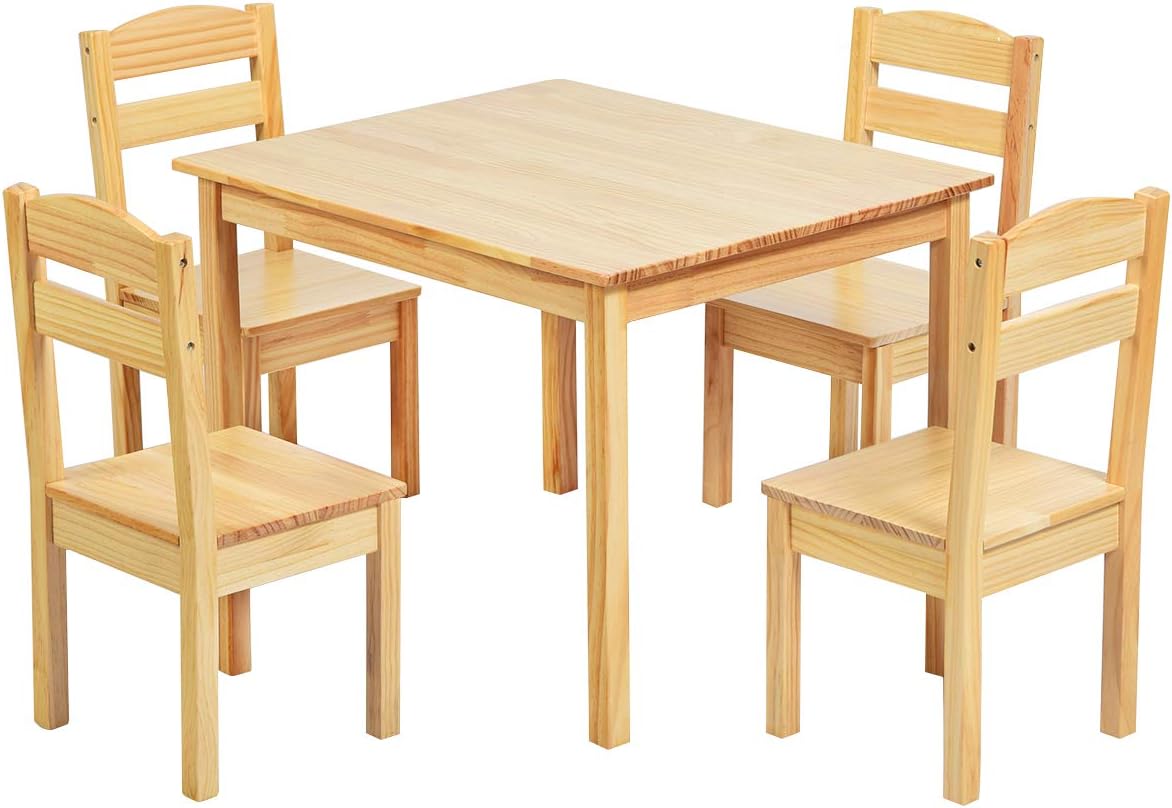 Kids Wooden Table and Chairs 5 Pieces Set Multicolor K831