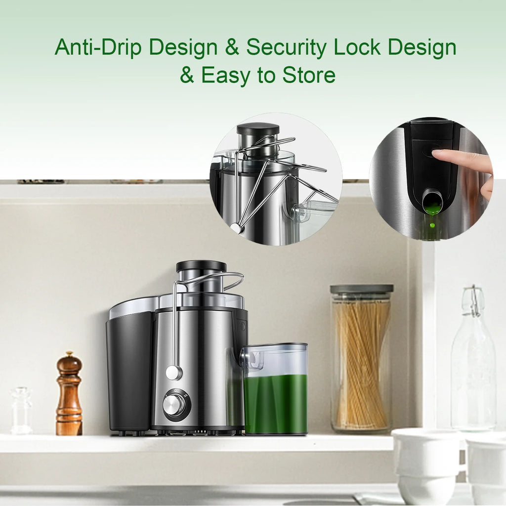 Stainless Steel Compact Centrifugal Juicer with 3'' Wide Mouth K489