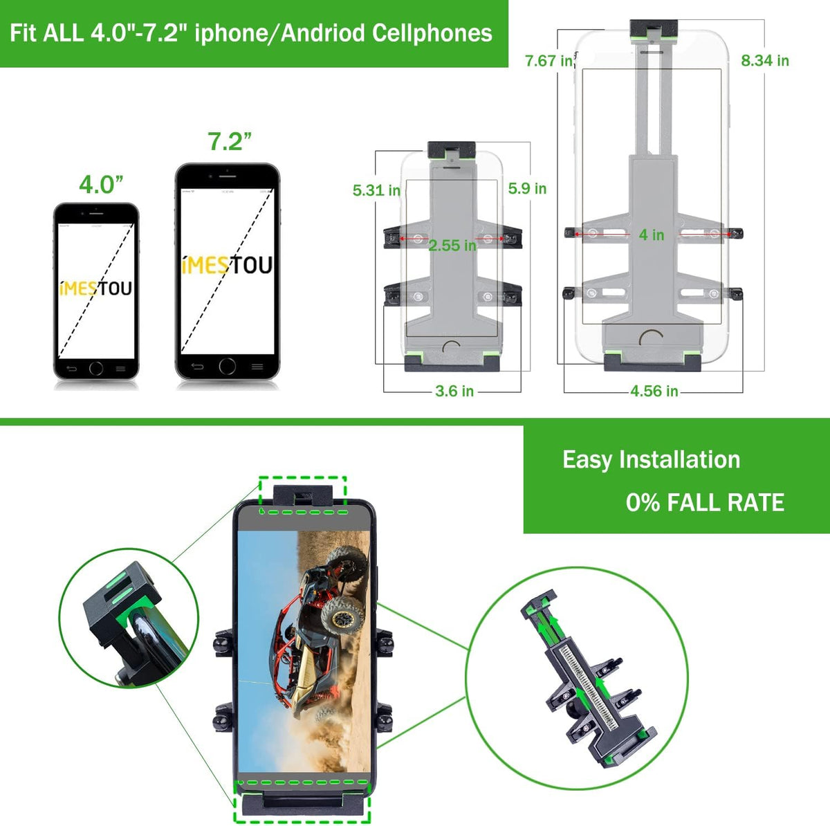 ATV/UTV Phone Holder 360° Adjustable Mount V927