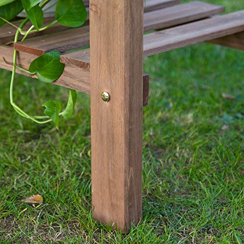 Brown Wooden Potting Bench Table with Sliding Tabletop and Storage Shelf X443