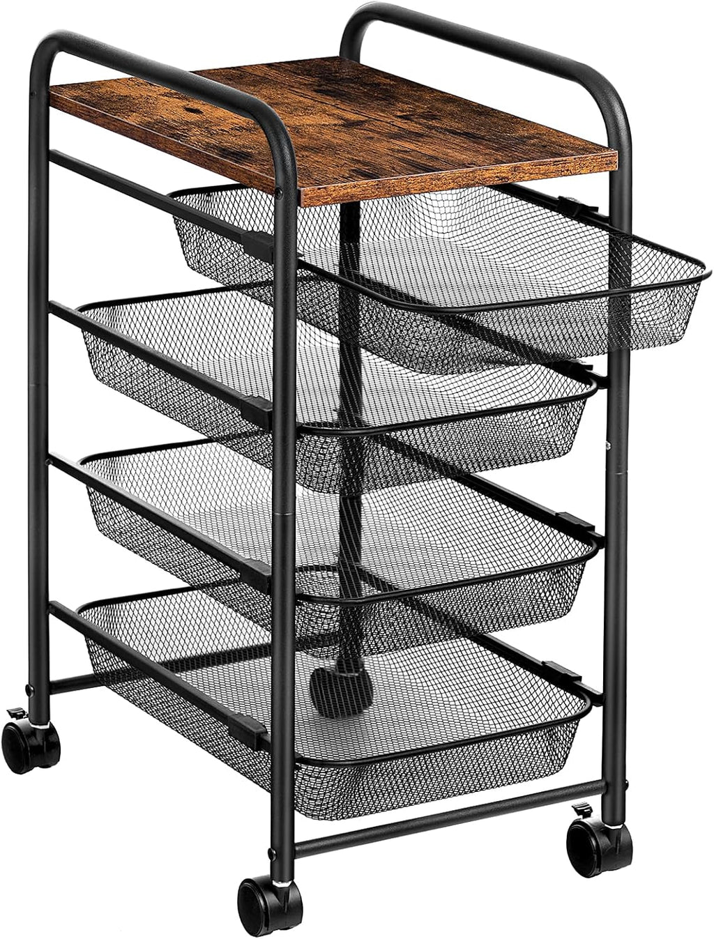 5 Tier Rolling Cart with Mesh Drawers and Wheels L822