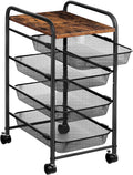 5 Tier Rolling Cart with Mesh Drawers and Wheels L822