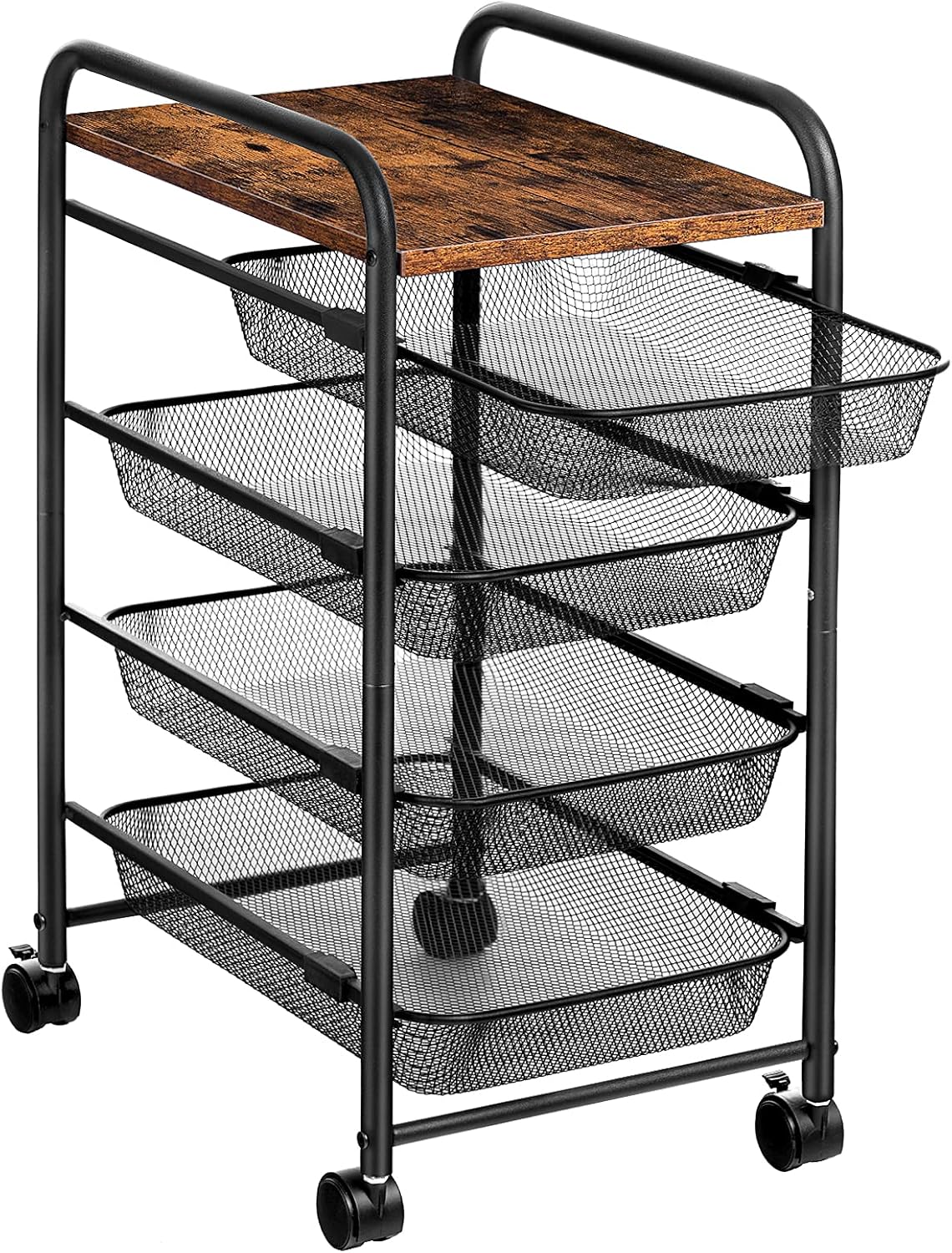 5 Tier Rolling Cart with Mesh Drawers and Wheels L822