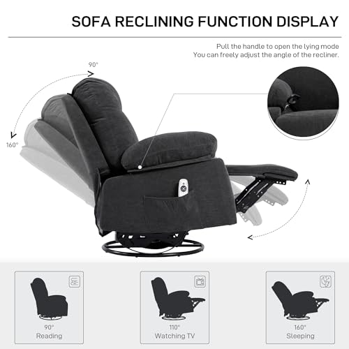 Oversized Manual Swivel Rocker Recliner Chair with Heat and USB R13008