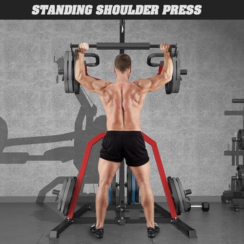 Leverage Gym Power Rack Squat Rack with LAT Low Row System Home Gym System Workout Station 2:1 Ratio O9866