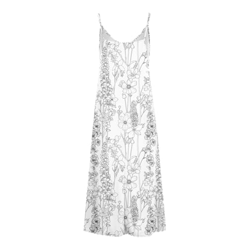 Women Summer Sleeveless Printed Beach Dress Casual V-Neck Long Flowy Boho Dress V5344