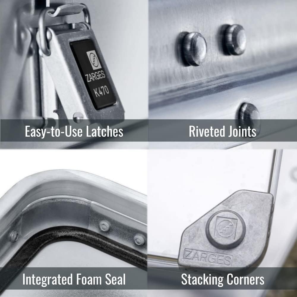 Aluminum Hard Protective Carrying Case, Stackable Storage, Safe Lock Box (44.1 x 28.3 x 18.9 Inches) H5523