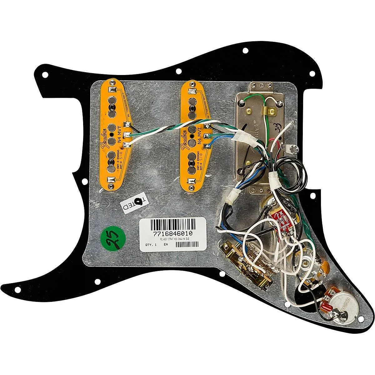 Black 3-Ply Pre-Wired Stratocaster Pickguard V3177