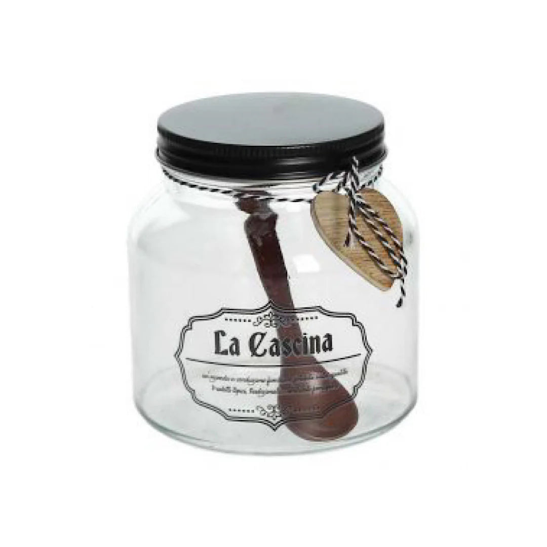 Glass Jar with Lid and Spoon S3699