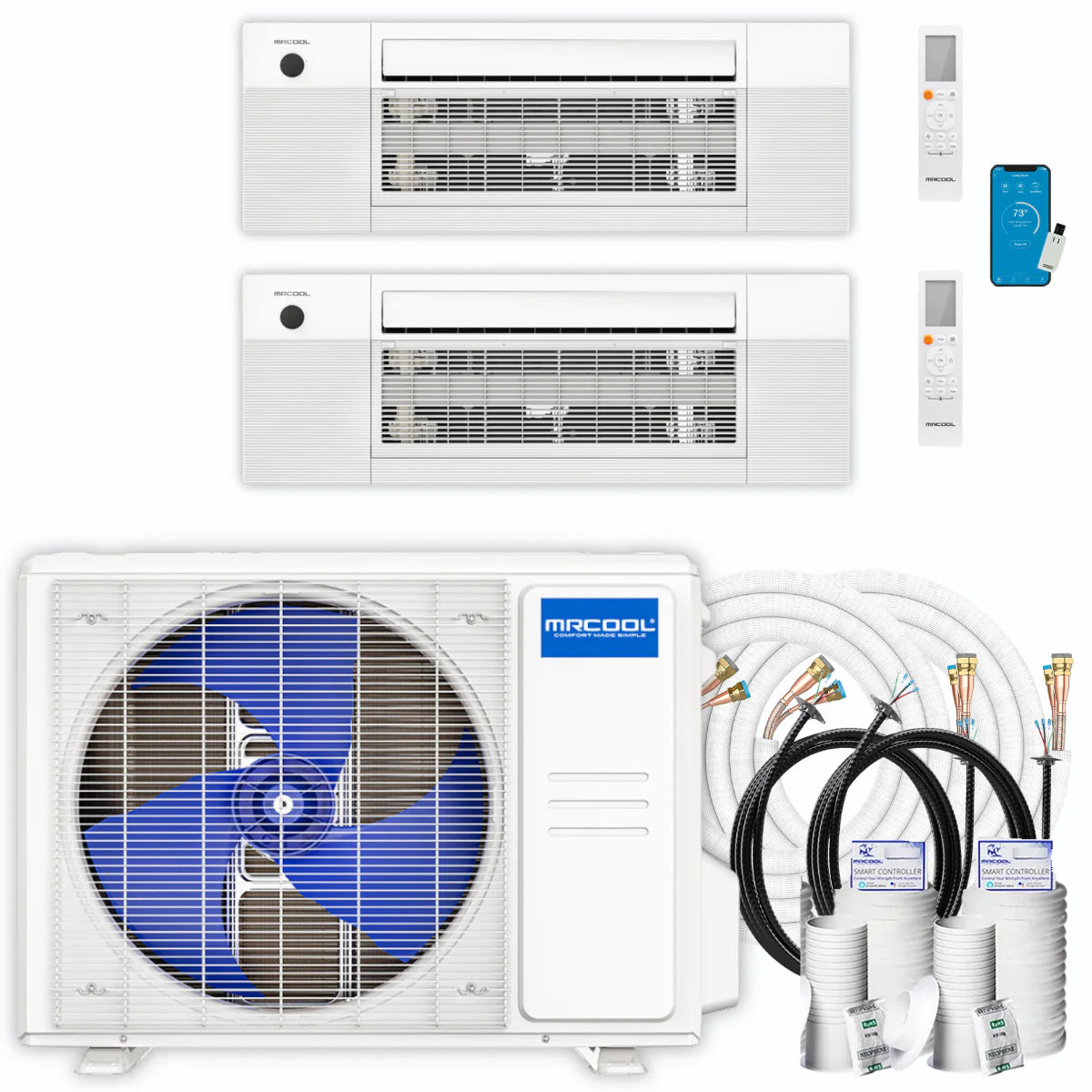 24,000 BTU 2 Zone Ceiling Cassette Ductless Air Conditioner and Heat Pump X54011