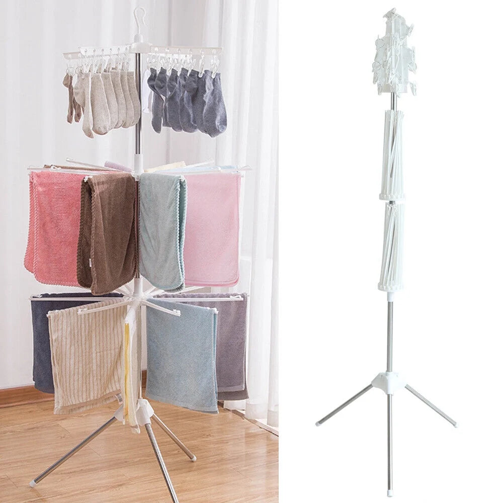 White Stainless Steel 3-Tier Foldable Clothes Drying Rack D520509
