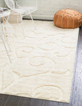 Ivory 8' x 10' Floral Shag Rug U350