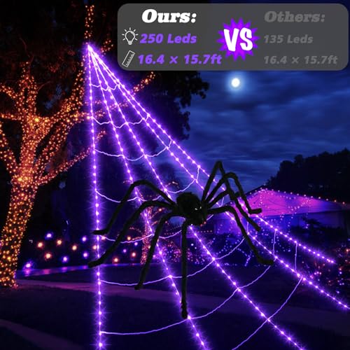 250 LED Purple Spider Web Lights with 8 Modes R164