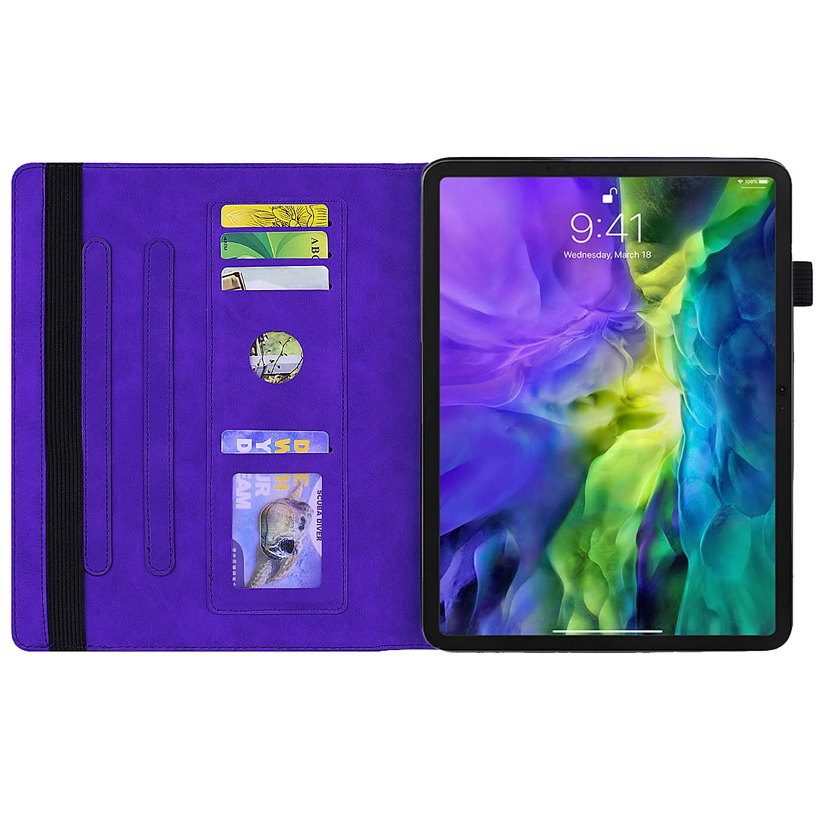 Purple Folio Stand Smart Case for iPad 10.9 inch 2022 with Pencil Holder E52906