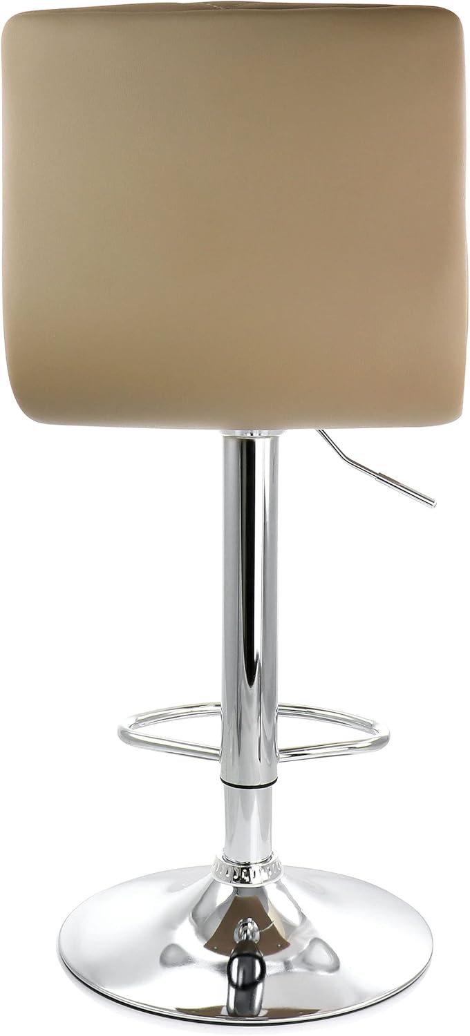 2 Piece Adjustable Faux Leather Bar Stool in Camel with Chrome Base K82540