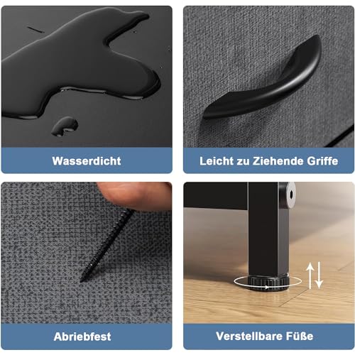 Black 6 Fabric Drawer TV Stand O3934