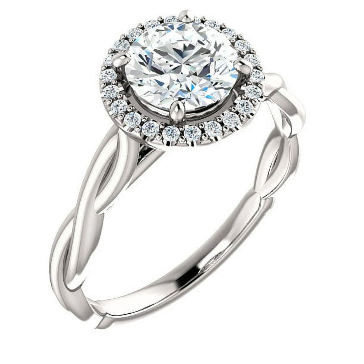 14K White Gold Halo Ring B971