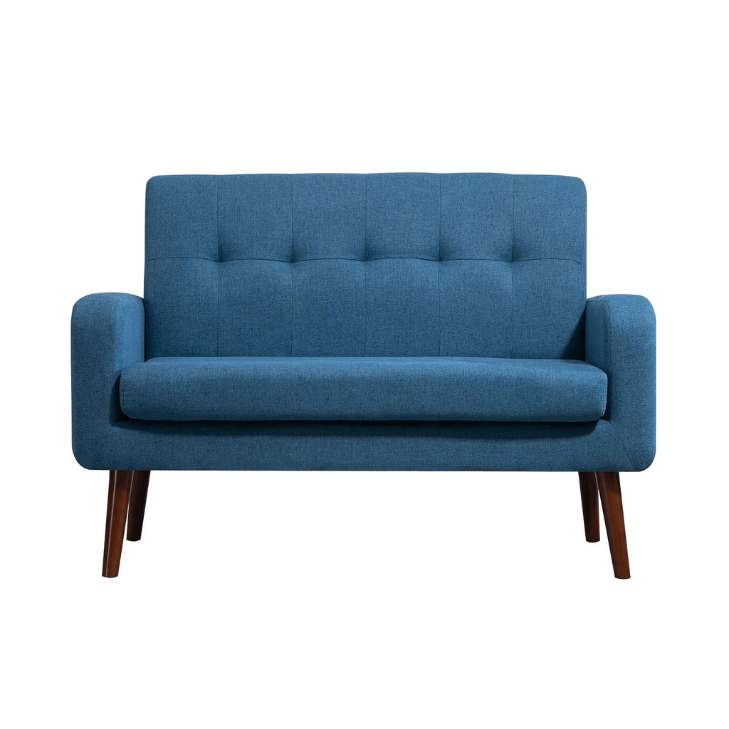 Blue Linen Upholstered Loveseat with Arms Q125641