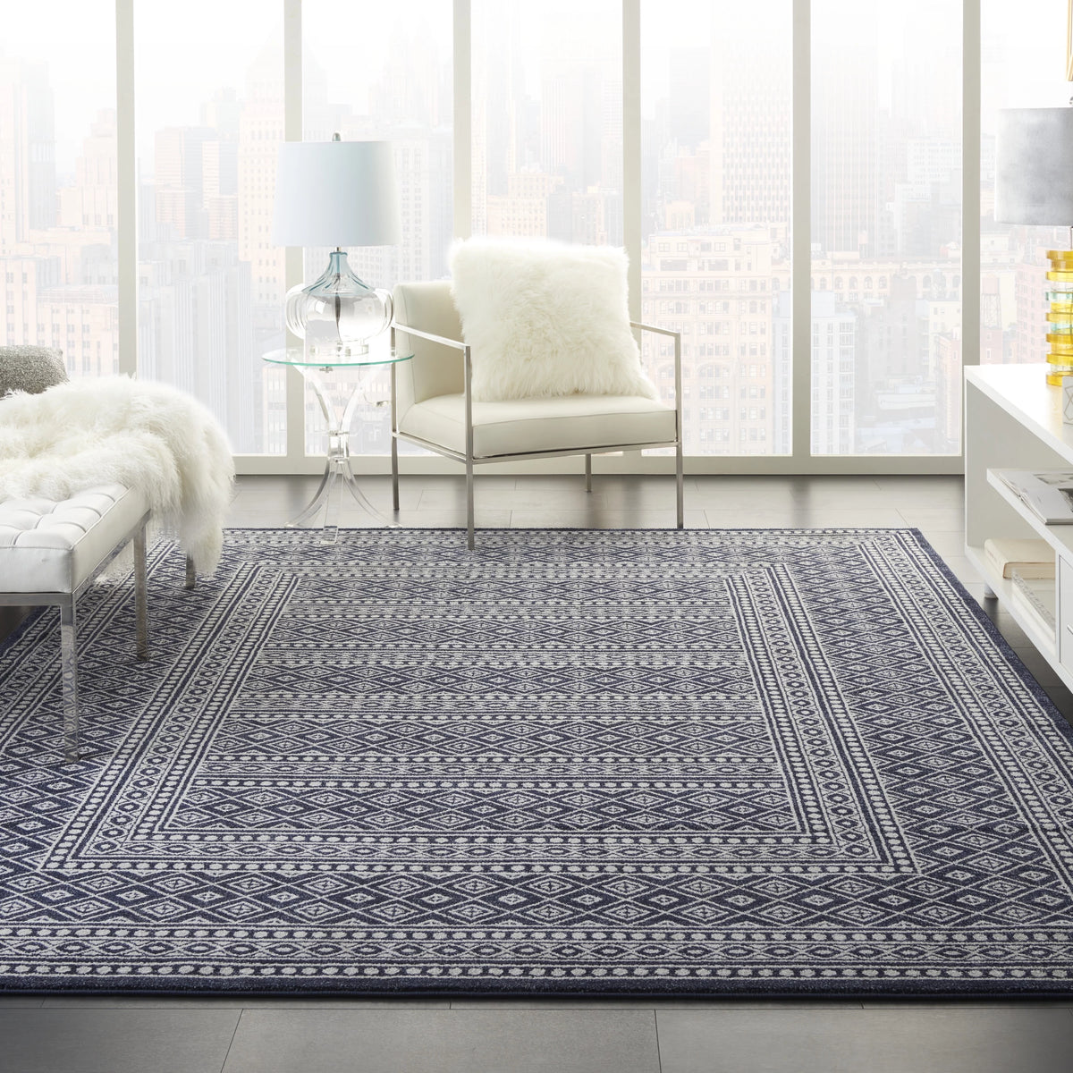 Navy Grey 8'6" x 12' Area Rug E672