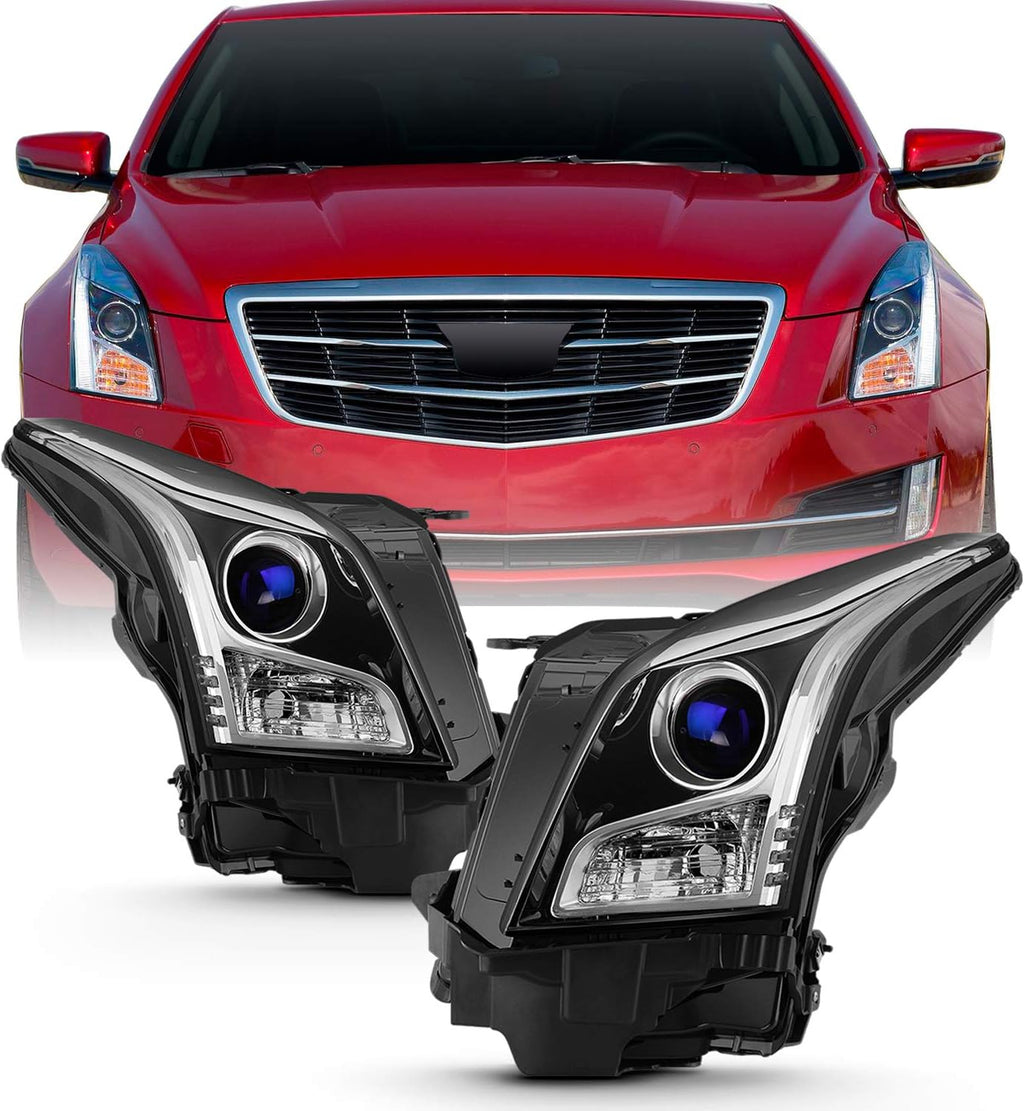 Projector Chrome Headlights Pair for Cadillac ATS Sedan A6636