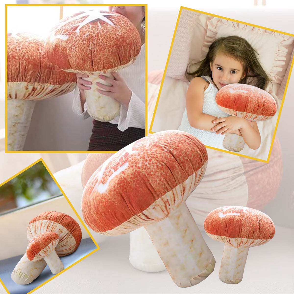 3D Mushroom Head Pillow Plush Toy O294142