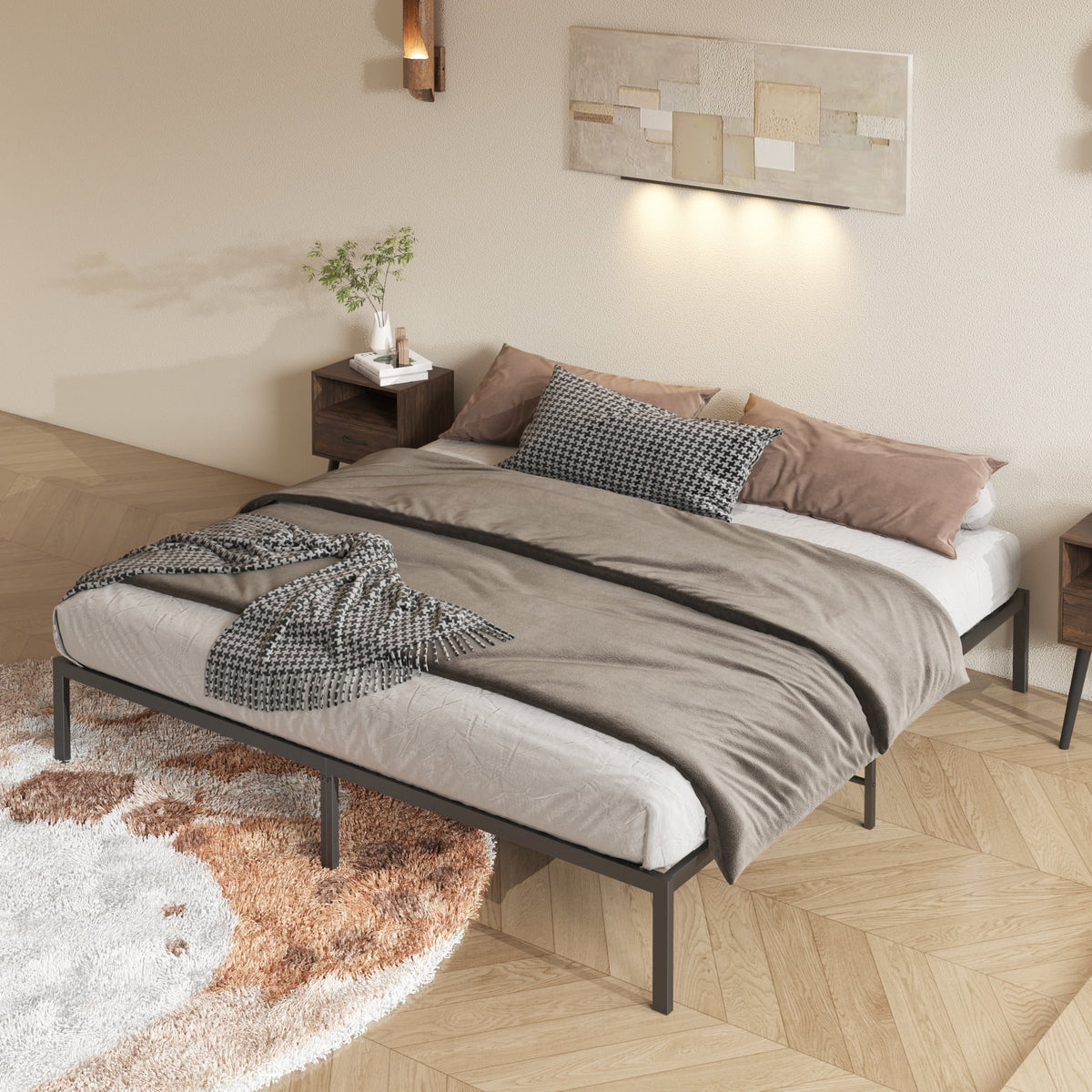 Black Metal Platform Bed Frame E869656