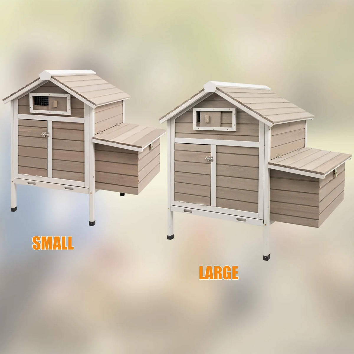 Grey Wooden Chicken Coop with Nesting Box and Ramp W786