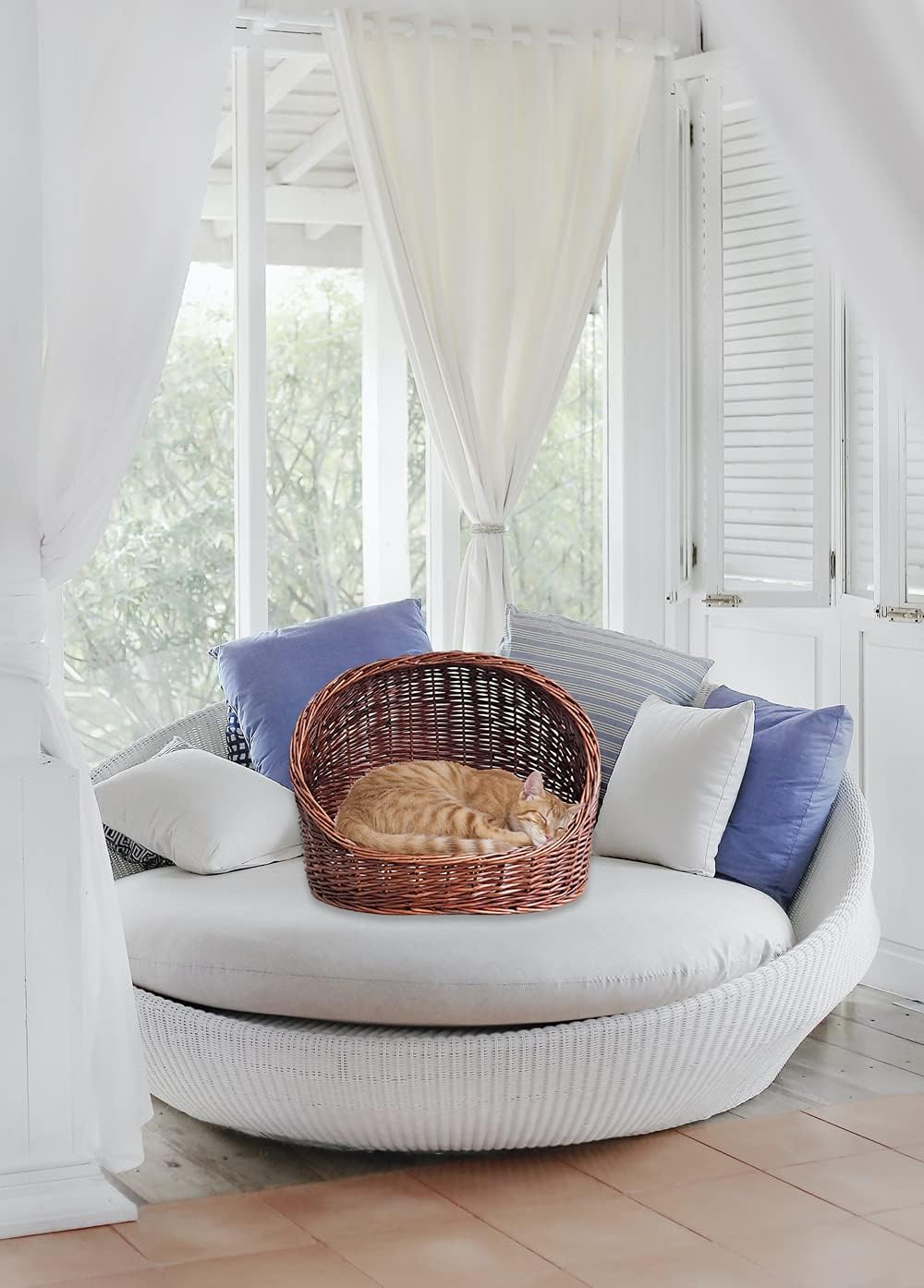 Willow Basket Cat House with Cushion M65968