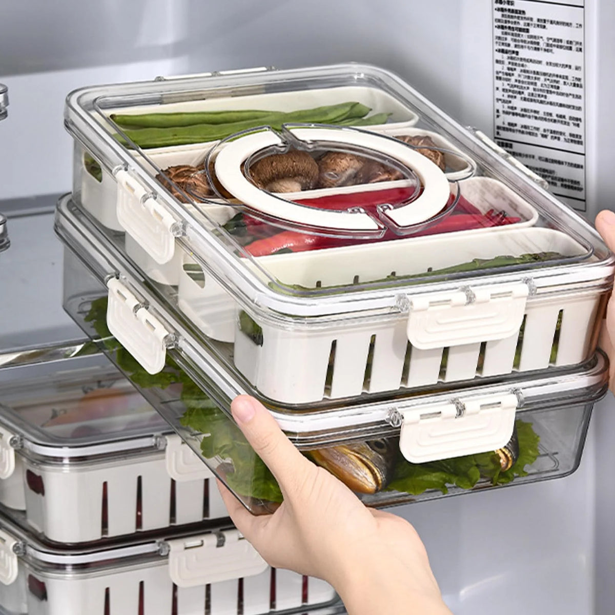 Storage Containers with Lid and Handle, 4 Removable Colanders N88577