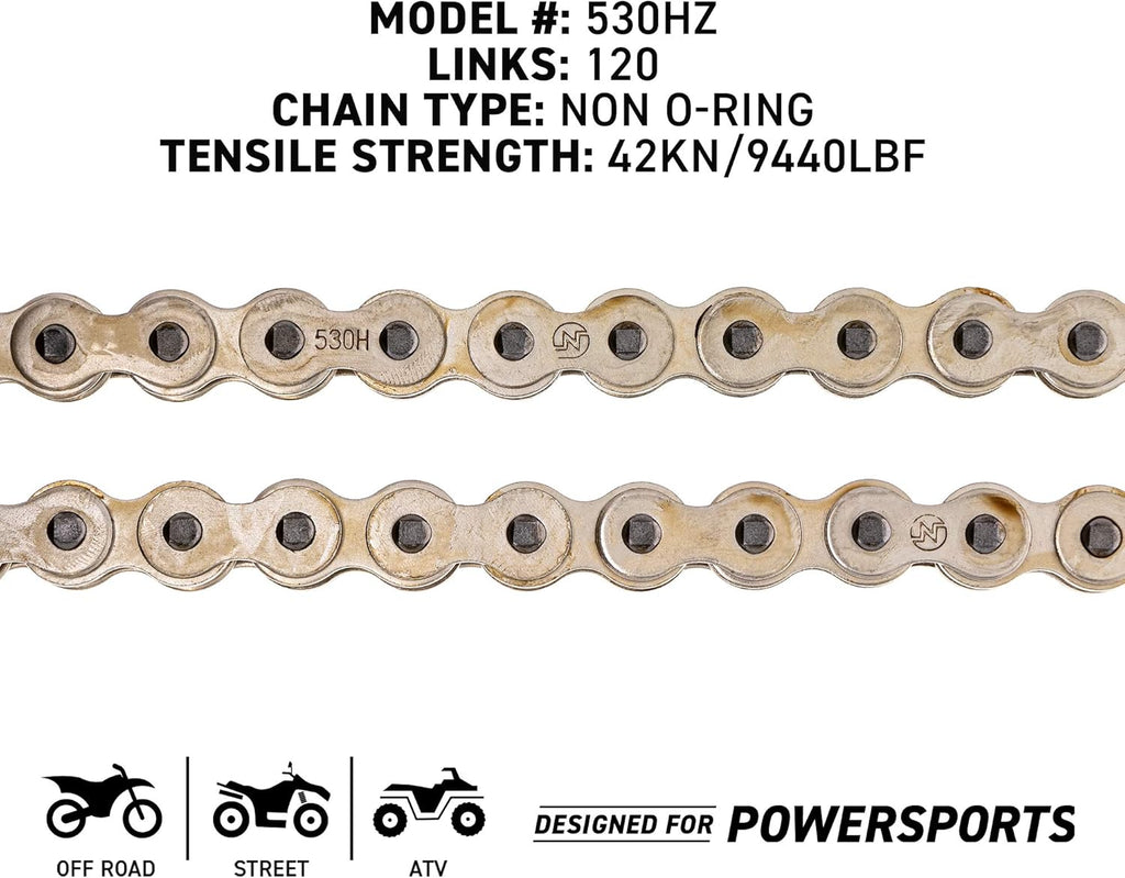 Drive Sprocket Chain Combo Front 16 Rear 42 Tooth 530HZ Standard 120 Links Pack of 2 U5354