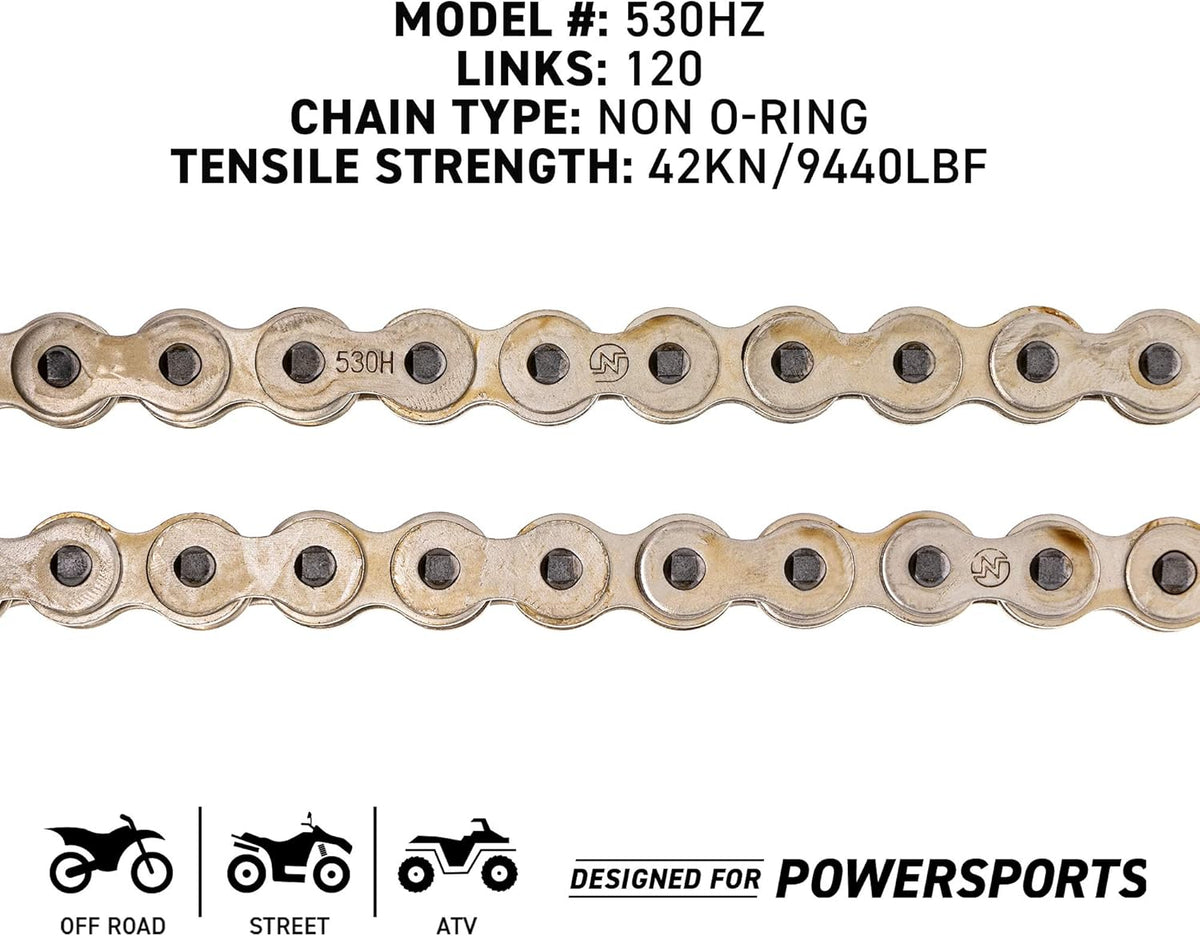 Drive Sprocket Chain Combo Front 16 Rear 42 Tooth 530HZ Standard 120 Links Pack of 2 U5354