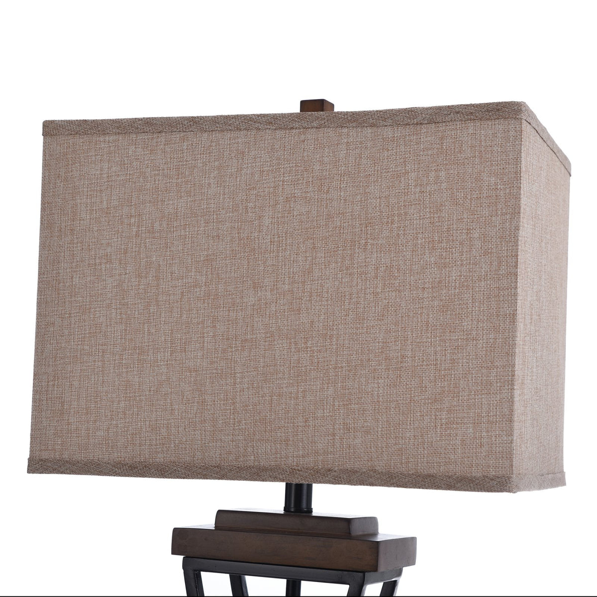 Black Wood Table Lamp with Beige Fabric Shade N694
