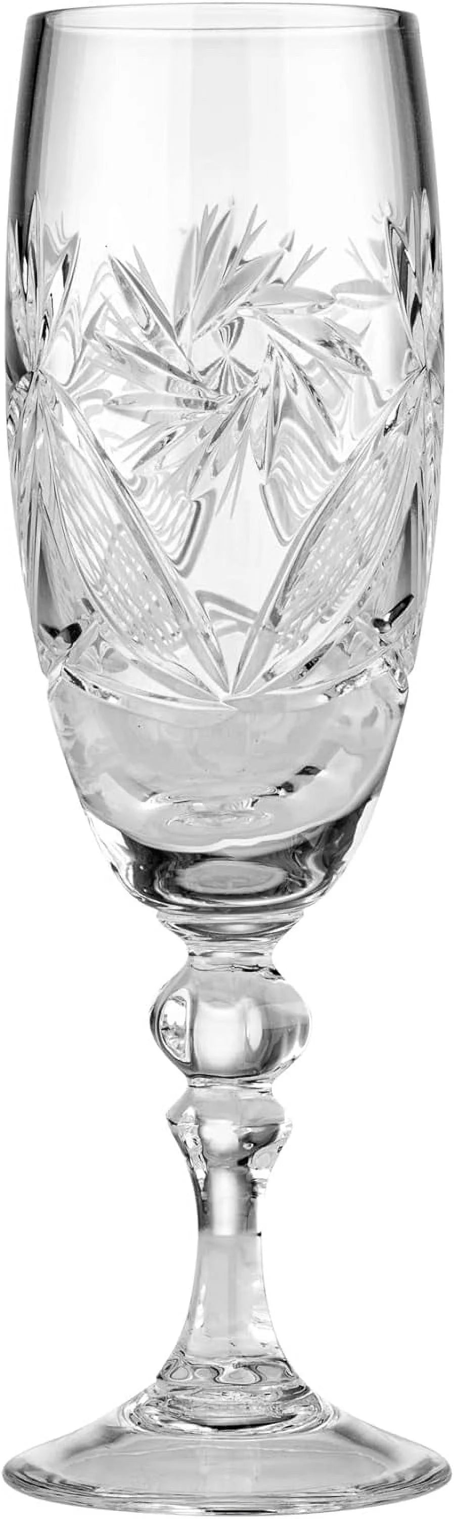 6 Cut Crystal Champagne Glasses 200Ml/6.8Oz D162093