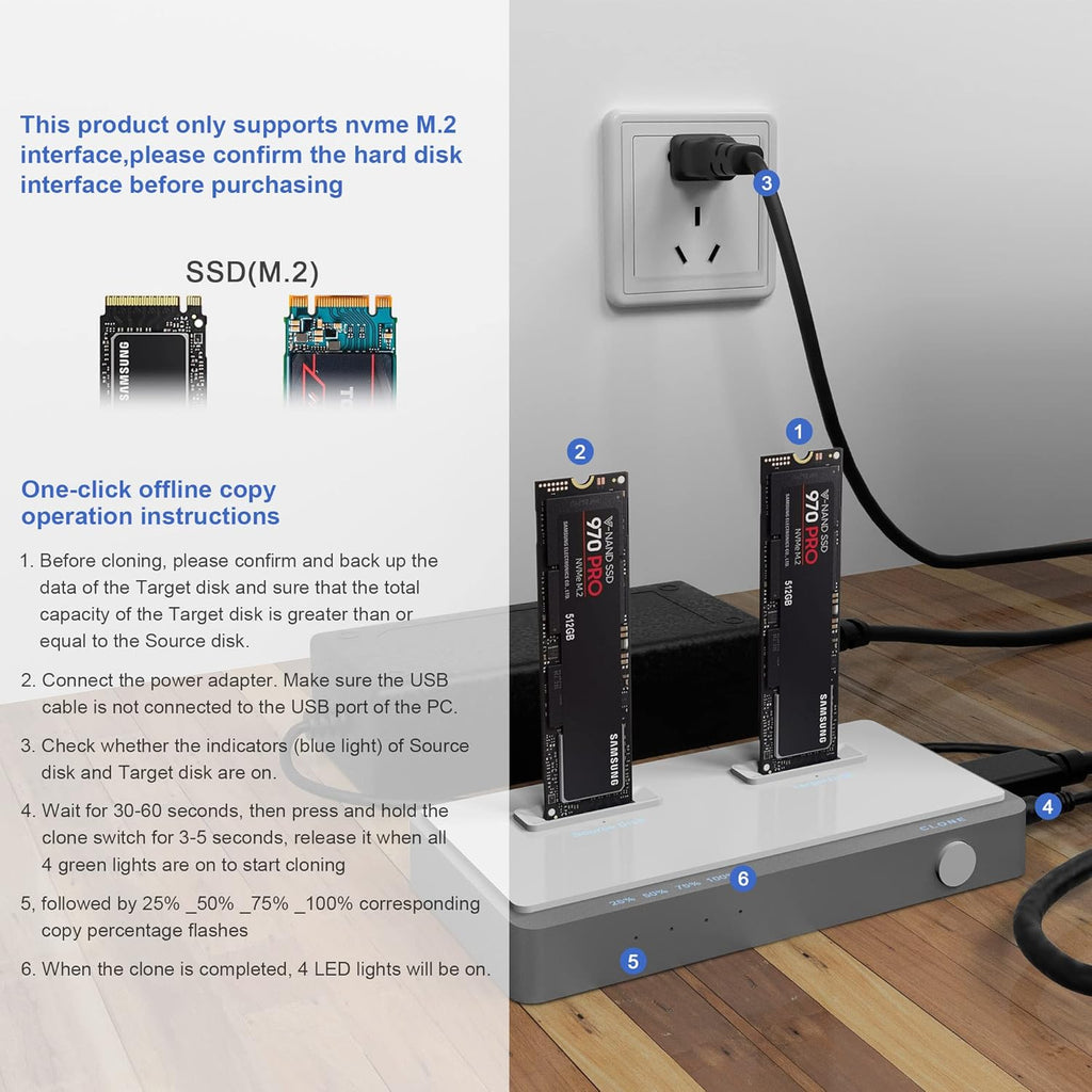 M.2 NVMe Dual-Bay Docking Station with Offline Clone Function S73725
