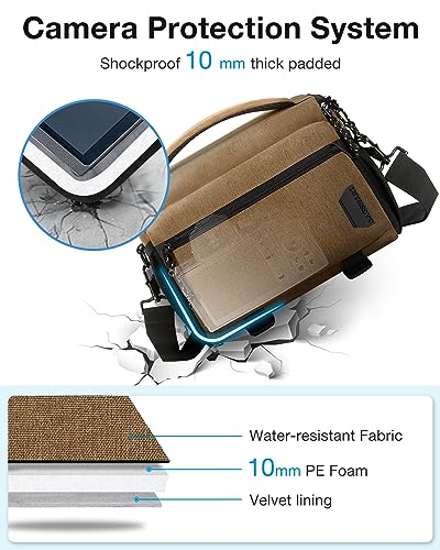 Compact Waterproof Camera Shoulder Bag with Tripod Holder, Black A394