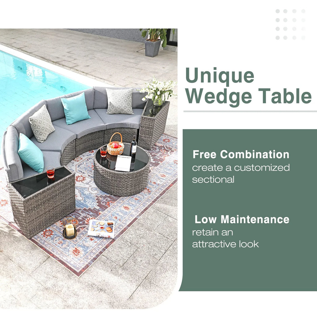 Grey 7-Piece Outdoor Patio Furniture Set with Waterproof Cover H80283